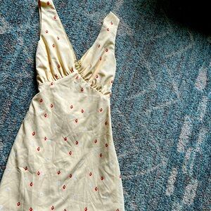 Small yellow dress strawberry and daisy print